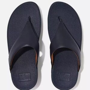 FitFlop Lulu Sandals Women's 8/9 Deepest Blue Leather Toe Post FlipFlop ZOGG1750